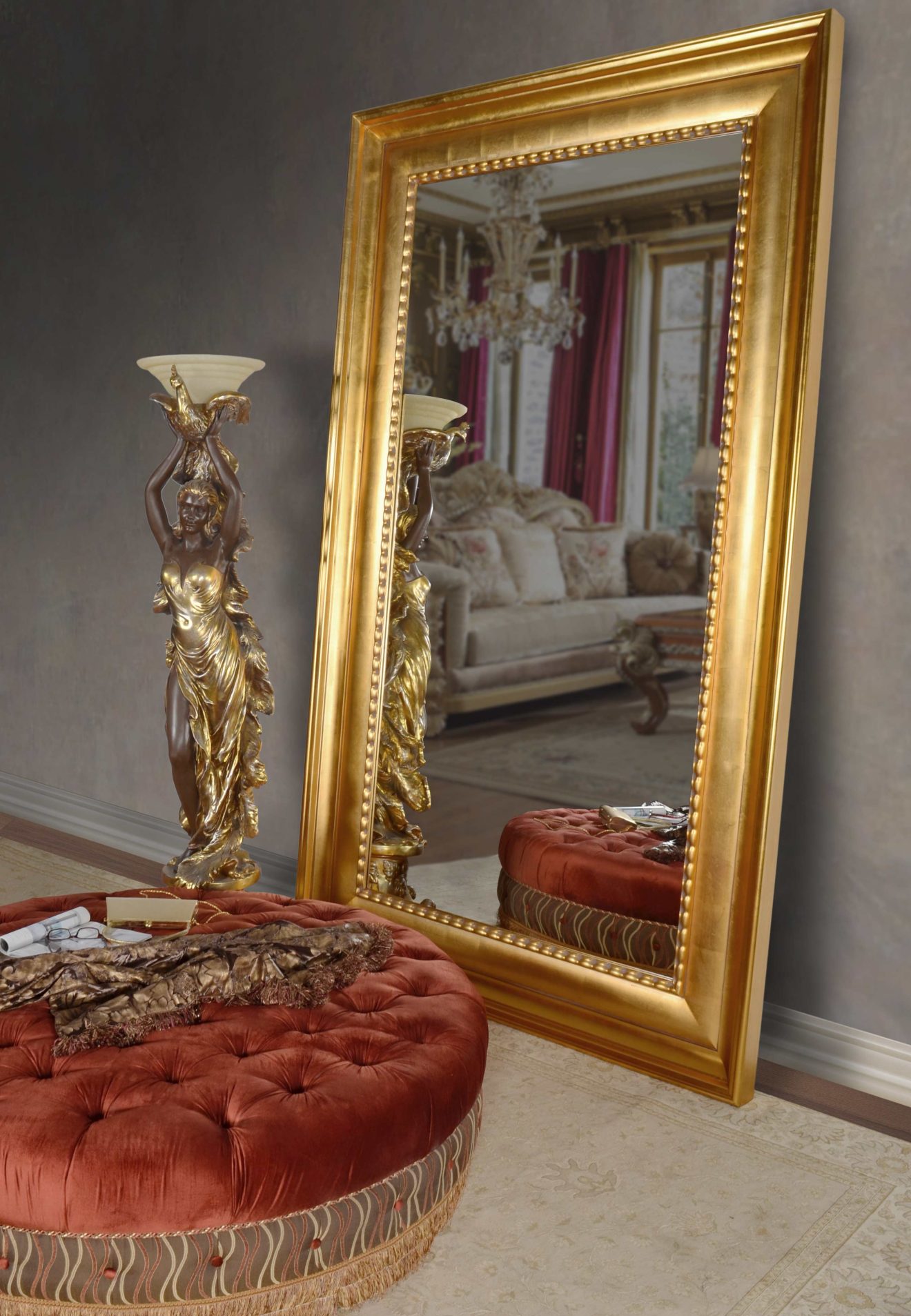 The Mammoth Wood Mirror Gold Leaf - Luxurious Dwelling - Your Luxury Home Product Experts