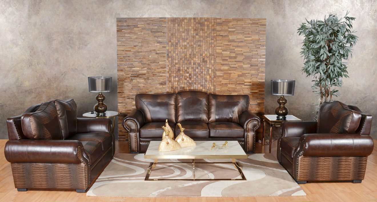 Botswana Croc and Leather Sofa Set of 3 (KIT) - Luxurious Dwelling - Your Luxury Home Product Experts