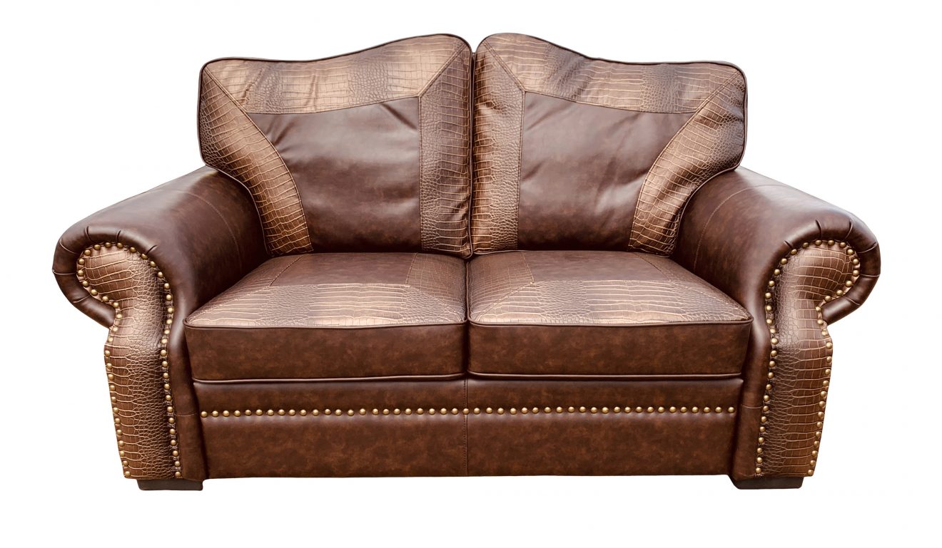 Botswana Croc and Micro Leather Loveseat - Luxurious Dwelling - Your Luxury Home Product Experts