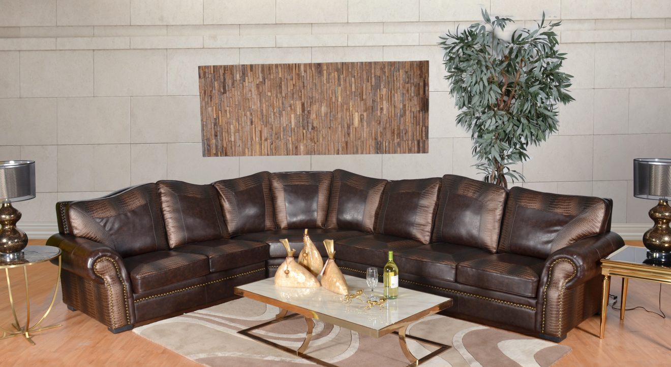 Botswana Brown Croc and Leather Large Sectional (KIT) - Luxurious Dwelling - Your Luxury Home Product Experts