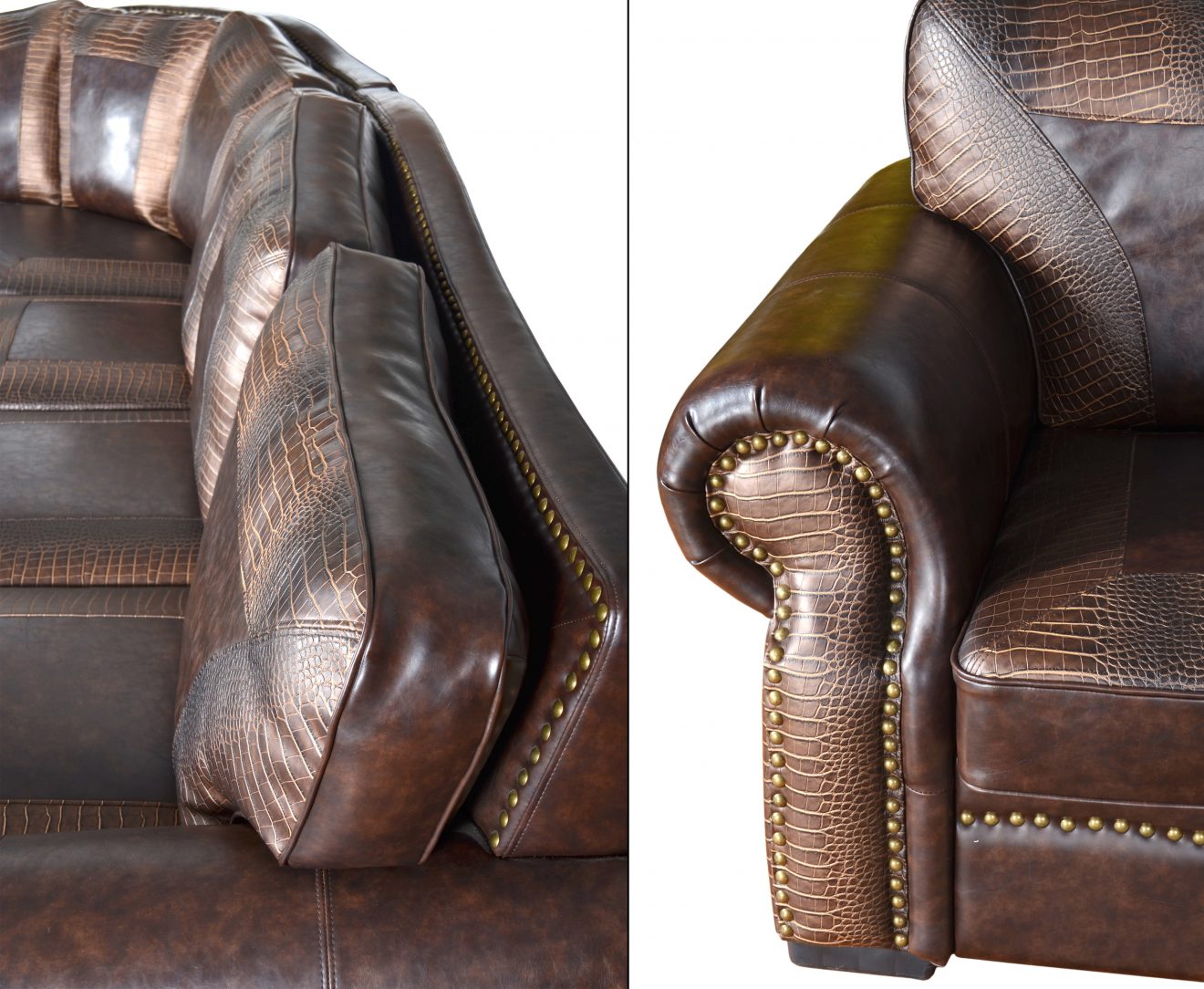 Botswana Brown Croc and Leather Large Sectional (KIT) - Luxurious Dwelling - Your Luxury Home Product Experts