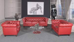 Classic Chesterfield Red Sofa Set of 3 - Luxurious Dwelling - Your Luxury Home Product Experts