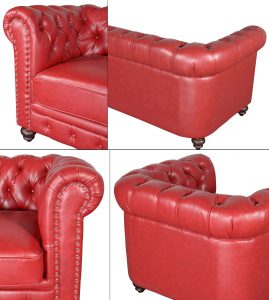 Classic Chesterfield Red Sofa Set of 3 - Luxurious Dwelling - Your Luxury Home Product Experts