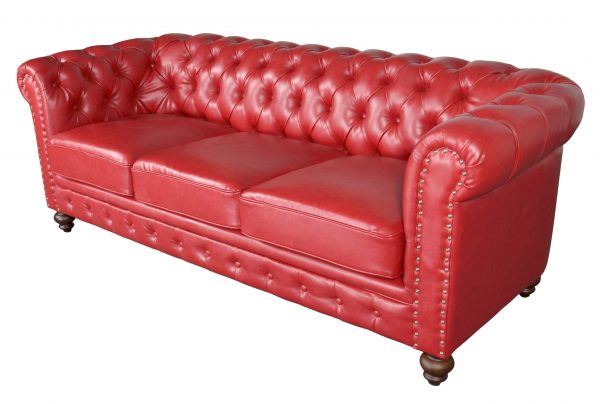 Classic Chesterfield Sofa Red - Image 1