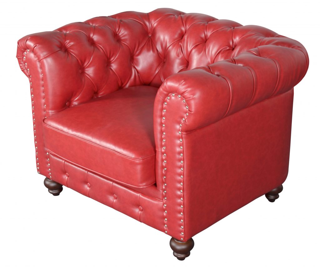 Classic Red Chesterfield Chair 43 Inch