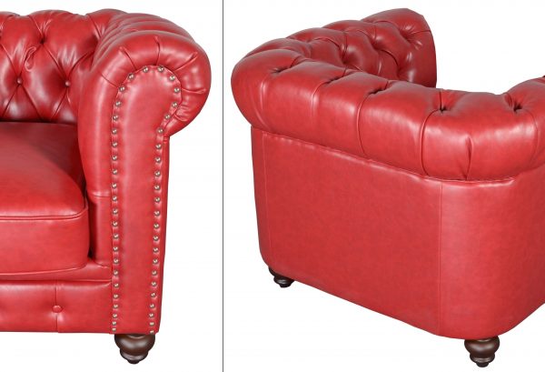 Classic Chesterfield Chair Red - Image 3
