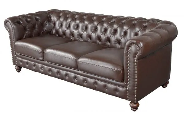 Classic Chesterfield Brown Sofa - Image 1