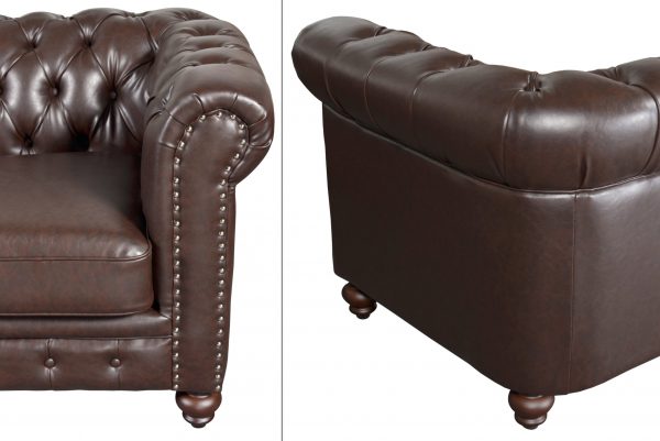 Classic Chesterfield Brown Sofa - Image 3