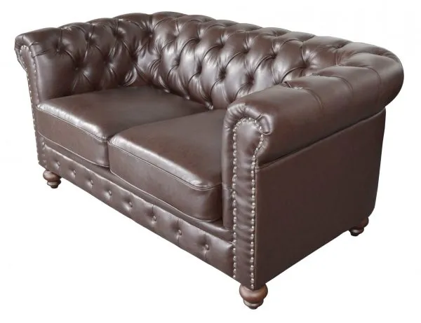 Classic Chesterfield Loveseat Brown - Image 1