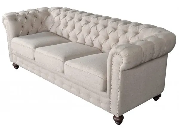 Classic Chesterfield Dark Linen Sofa - Image 1