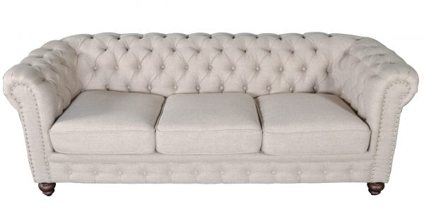 Classic Chesterfield Dark Linen Sofa - Image 2