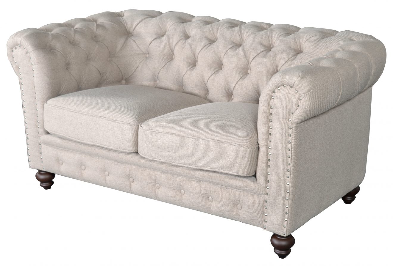 Classic Chesterfield Dark Linen Loveseat - Luxurious Dwelling - Your Luxury Home Product Experts