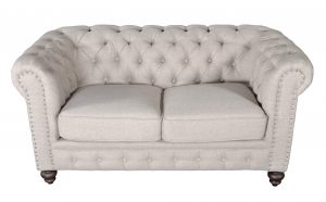 Classic Chesterfield Dark Linen Loveseat - Luxurious Dwelling - Your Luxury Home Product Experts