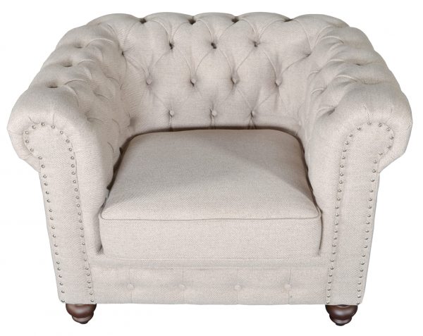 Classic Chesterfield Dark Linen Chair - Image 2