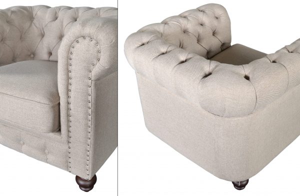 Classic Chesterfield Dark Linen Chair - Image 3