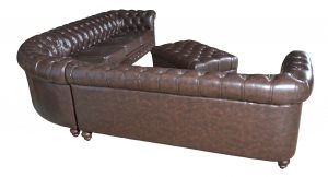 Classic Chesterfield Brown Sectional with Ottoman (KIT) - Luxurious Dwelling - Your Luxury Home Product Experts