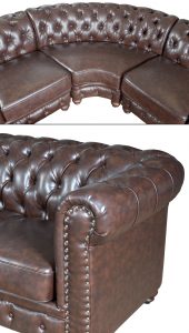 Classic Chesterfield Brown Sectional with Ottoman (KIT) - Luxurious Dwelling - Your Luxury Home Product Experts