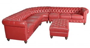 Classic Chesterfield Red Sectional with Ottoman(KIT) - Luxurious Dwelling - Your Luxury Home Product Experts