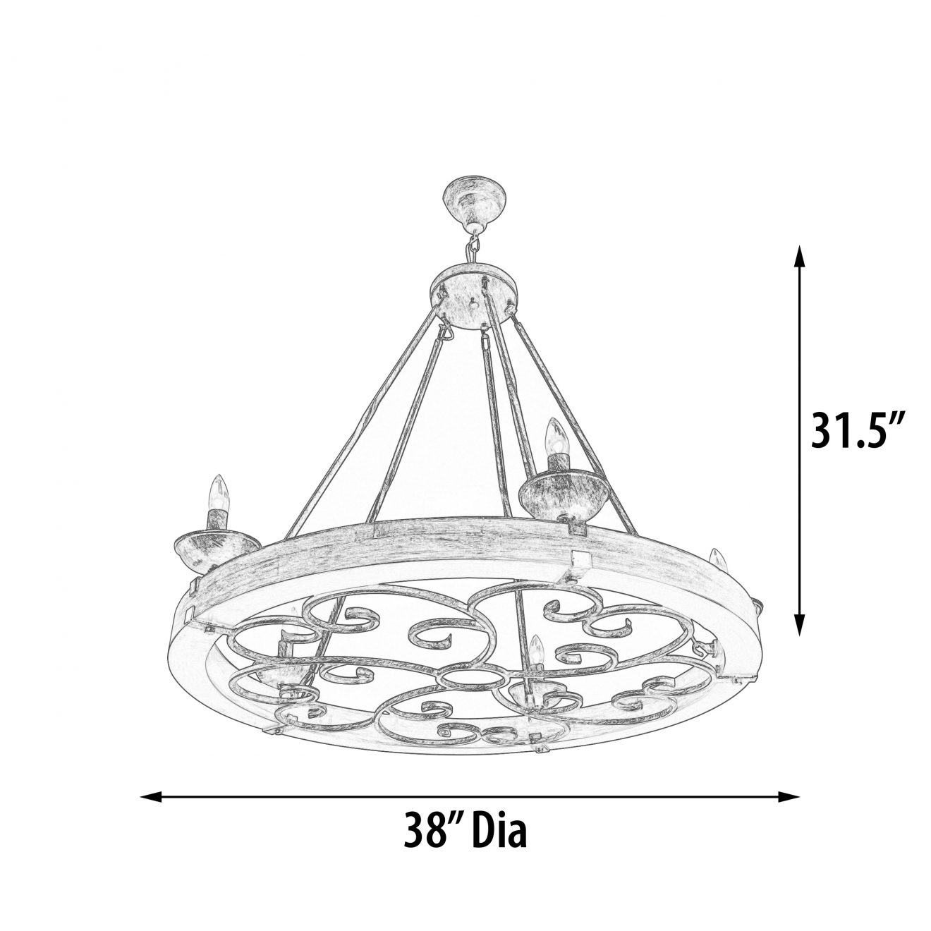 Ridge Line 38" Chandelier - Luxurious Dwelling - Your Luxury Home Product Experts