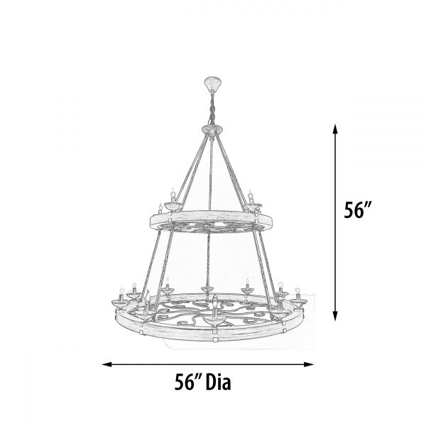 Two Tier Ridge Line 56" Chandelier - Image 4