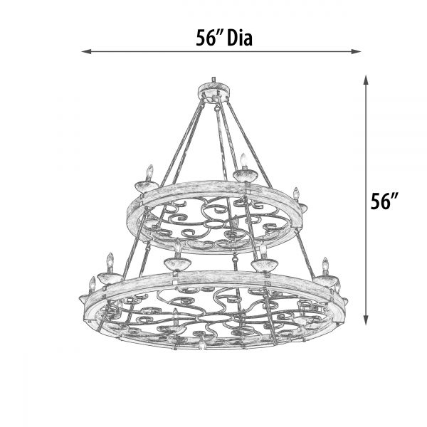 Three Tier Ridge Line 75" Chandelier - Image 4