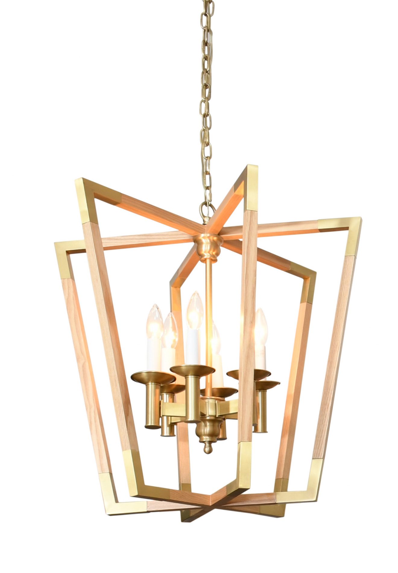 Urban Wood Brass Hexad Chandelier - Luxurious Dwelling - Your Luxury Home Product Experts