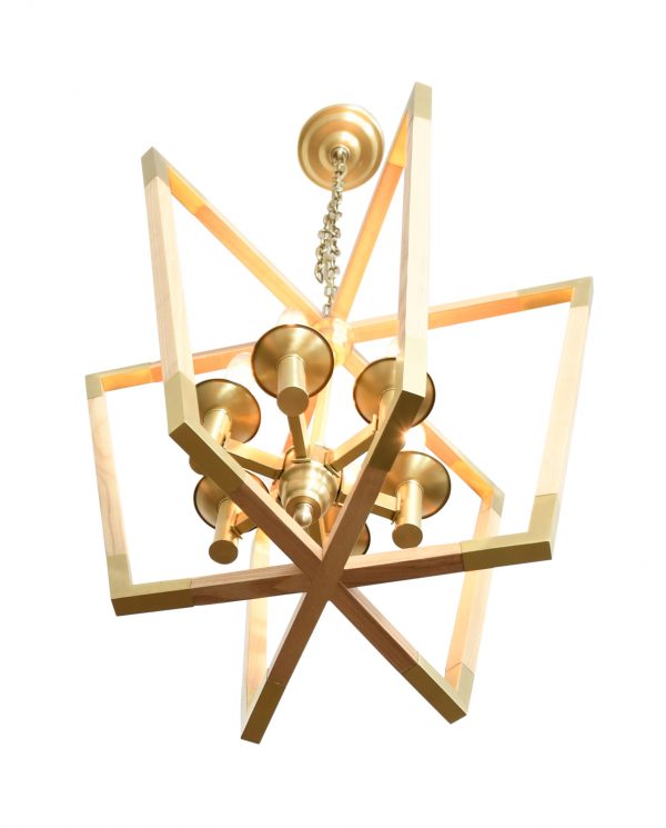 Urban Wood Brass Hexad Chandelier - Image 3