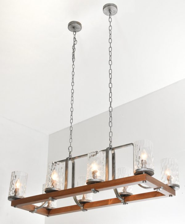 Long Rustic black and Wood Chandelier - Image 2