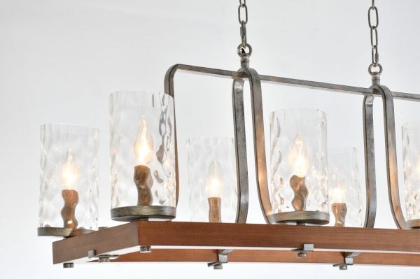 Long Rustic black and Wood Chandelier - Image 3