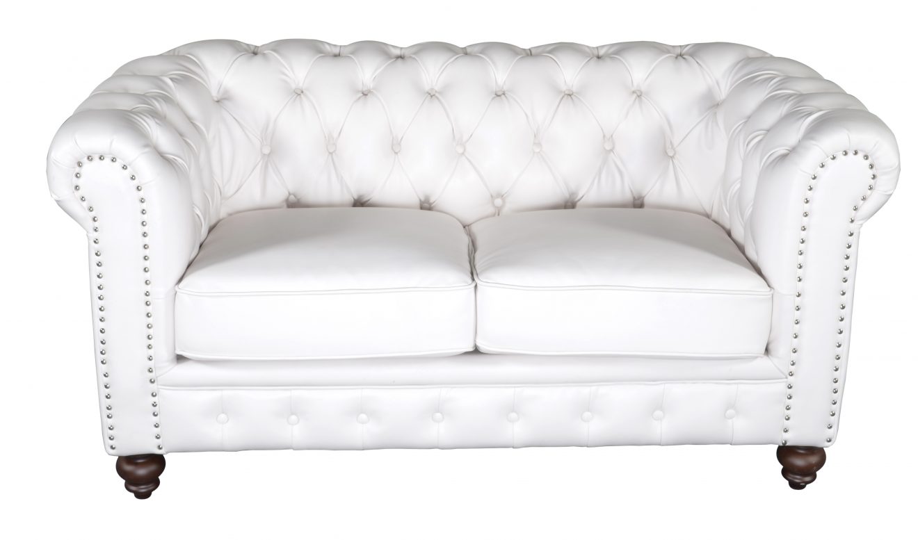 Classic Chesterfield White Loveseat - Luxurious Dwelling - Your Luxury Home Product Experts