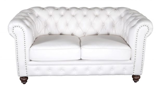 Classic Chesterfield White Loveseat - Image 2