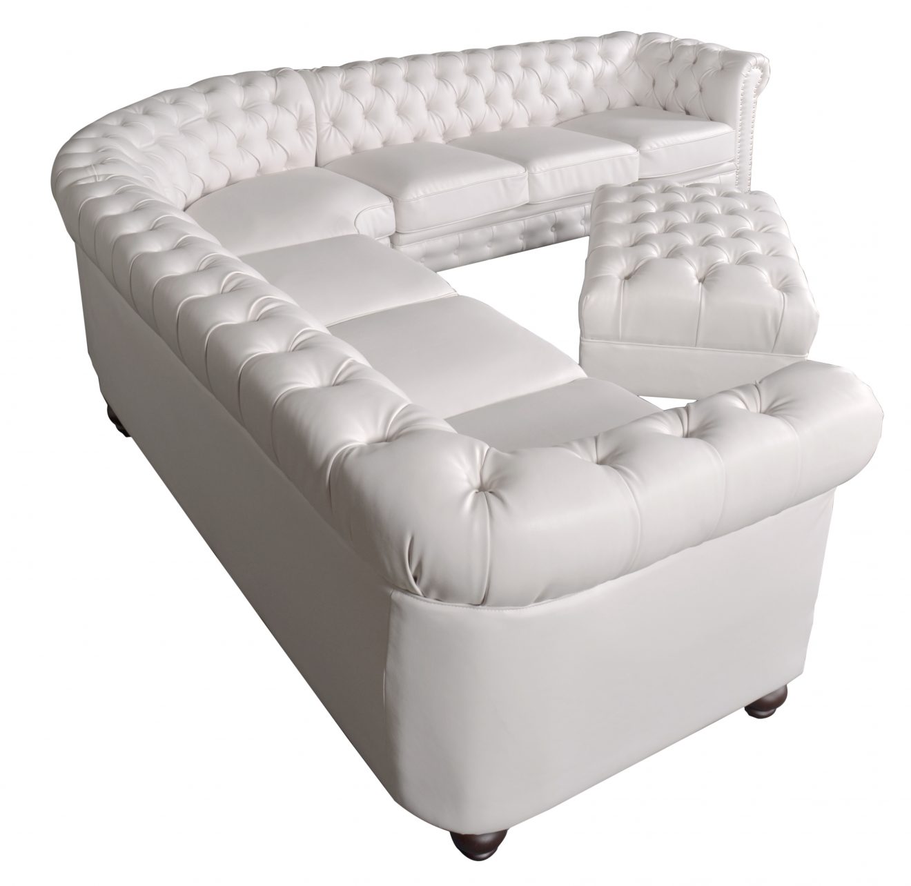 Classic Chesterfield White Sectional with Ottoman (KIT) - Luxurious Dwelling - Your Luxury Home Product Experts