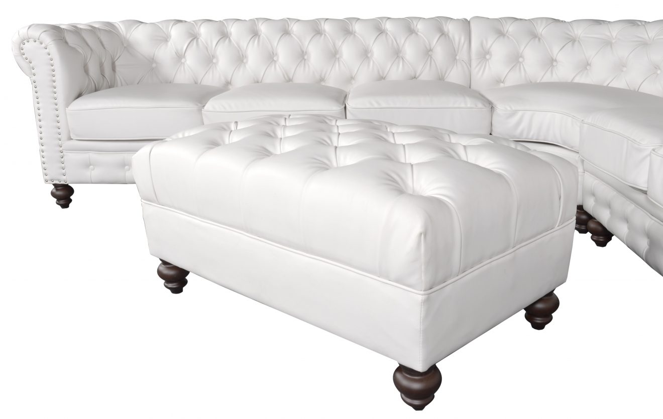 Classic Chesterfield White Sectional with Ottoman (KIT) - Luxurious Dwelling - Your Luxury Home Product Experts