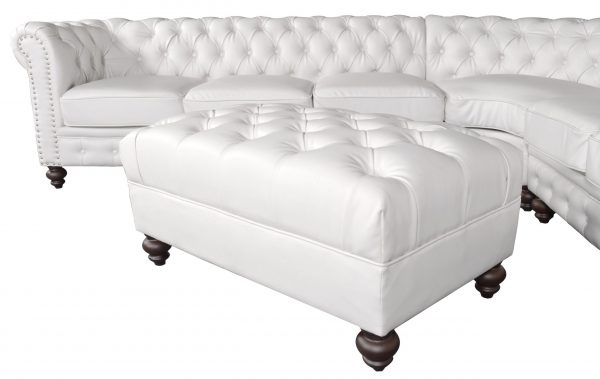 Classic Chesterfield White Sectional with Ottoman (KIT) - Image 3