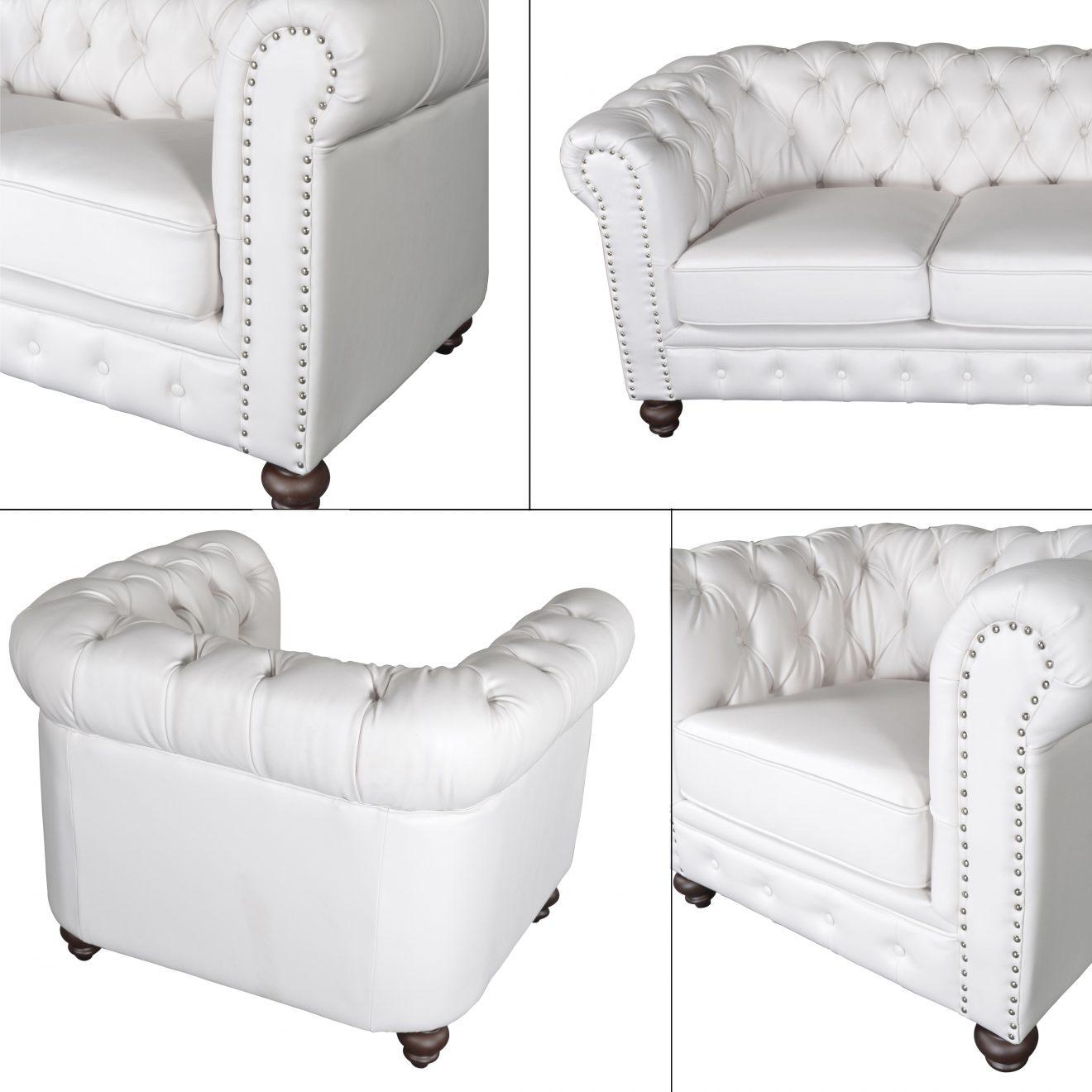 Classic Chesterfield White Sofa Set of 3 - Luxurious Dwelling - Your Luxury Home Product Experts