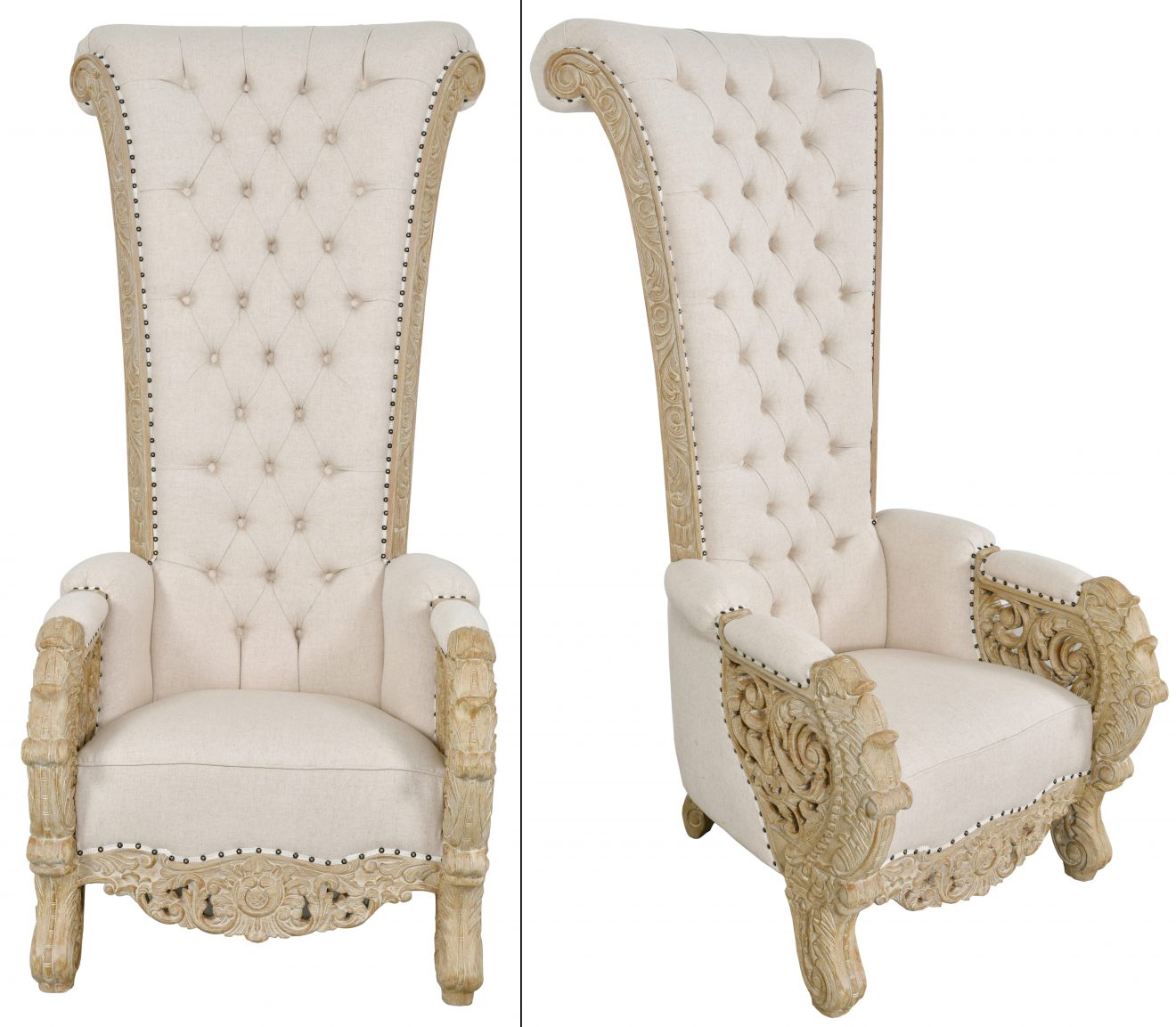 Palace High Back Chair Beachstone - Luxurious Dwelling - Your Luxury Home Product Experts