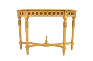 Anderson Teak Neoclassical Demilune Console w/ Crackle Finish Table Top - Luxurious Dwelling - Your Luxury Home Product Experts