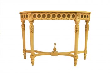 Anderson Teak Neoclassical Demilune Console w/ Crackle Finish Table Top