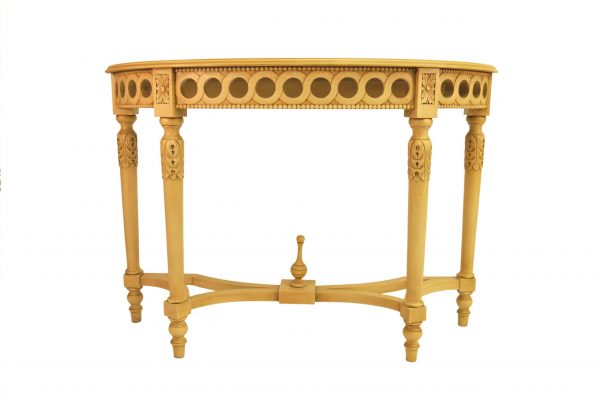 Anderson Teak Neoclassical Demilune Console w/ Crackle Finish Table Top - Image 1