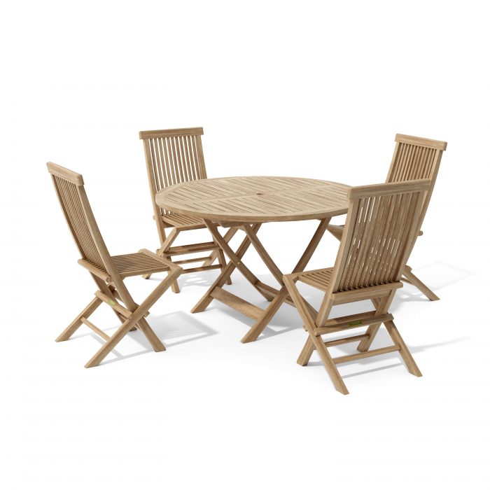 Anderson Teak Classic Bahama 5-Pieces Folding Dining Set - Image 2