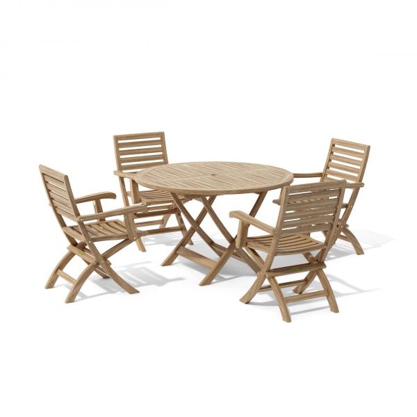 Anderson Teak Andrew Bahama 5-Pieces Folding Dining Set - Image 2