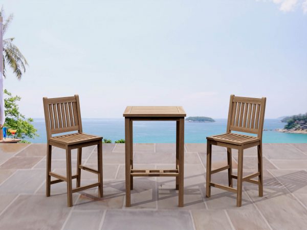 Anderson Teak Bahama Avalon 3-Pieces Square Bar Set - Image 1