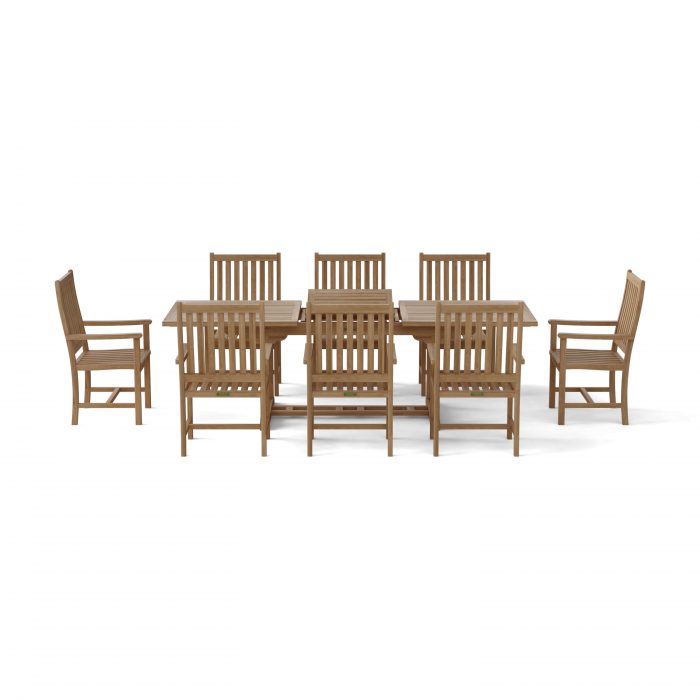 Anderson Teak Bahama Wilshire Armchair 9-Pieces Extension Dining Set - Image 2