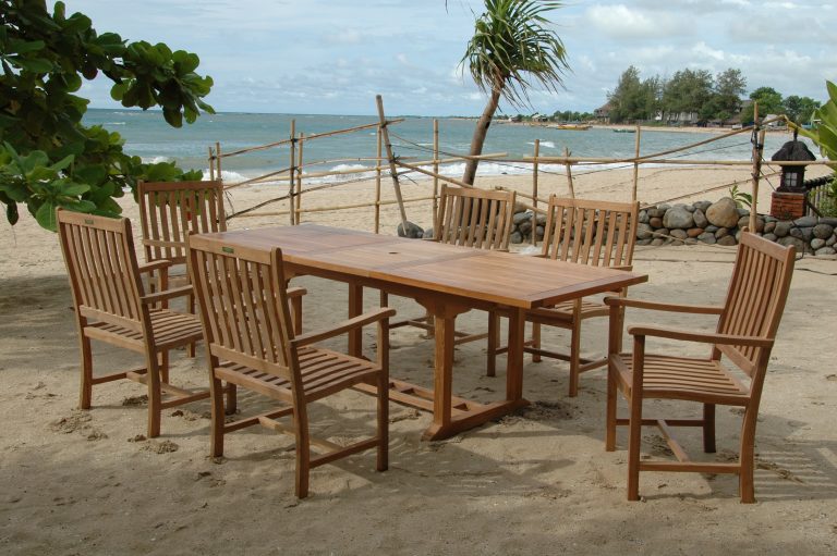 Anderson Teak Bahama Wilshire Armchair 7-Pieces Extension Dining Set - Image 4