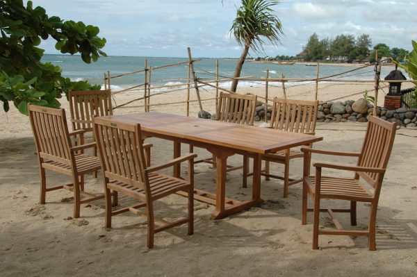 Anderson Teak Bahama Wilshire Armchair 7-Pieces Extension Dining Set - Image 4