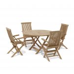 Anderson Teak Bahama Classic Folding Armchair 5-Pieces Dining Set - Image 2