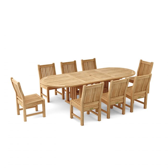 Anderson Teak Sahara Dining Side Chair 9-Pieces Oval Dining Set - Image 2
