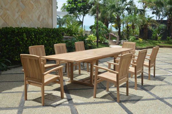Anderson Teak Bahama Stackable Sahara 9-Pieces Rectangular Dining Set A - Image 3
