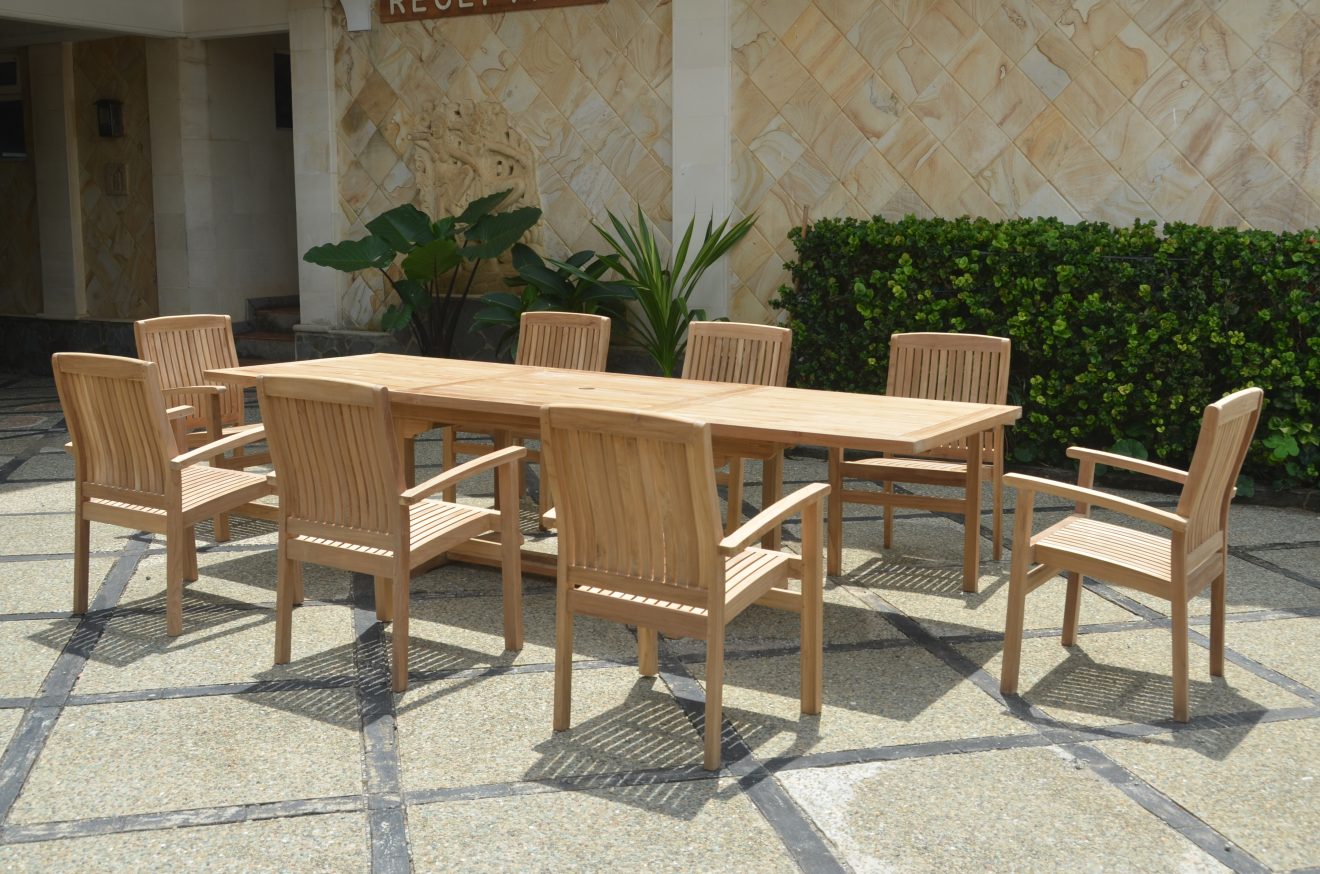 Anderson Teak Bahama Stackable Sahara 9-Pieces Rectangular Dining Set A - Luxurious Dwelling - Your Luxury Home Product Experts