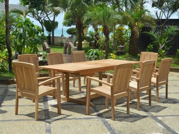 Anderson Teak Bahama Stackable Sahara 9-Pieces Rectangular Dining Set B - Image 2